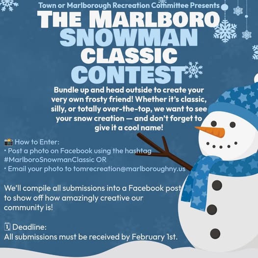 BLUE AND WHITE CONTEST FLYER WITH SNOWMAN